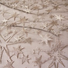 Ткань Сетка с вышивкой звезды (серебро)